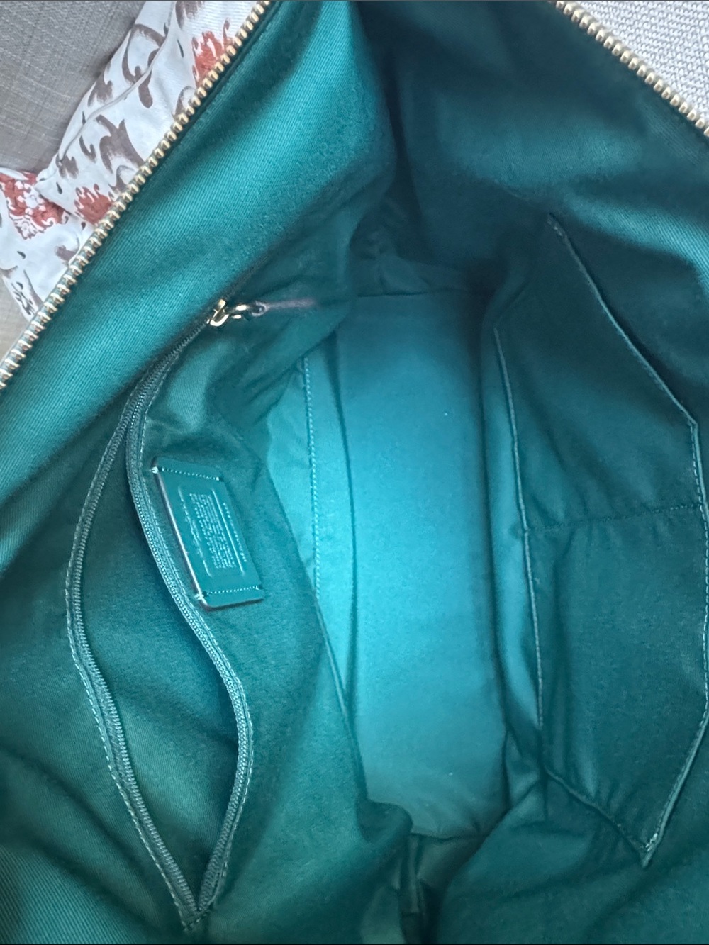 COACH Emerald Green Saffiano Leather Tote with Gold Hardware - Picture 7 of 9